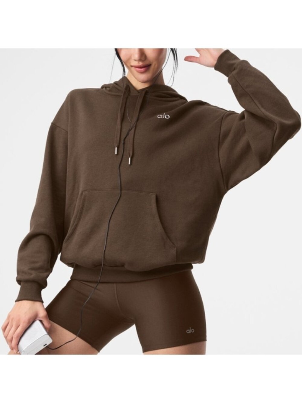 Alo Accolade Hoodie Espresso Hood Sweater Soft Oversized Hooded Sweatshirt XS